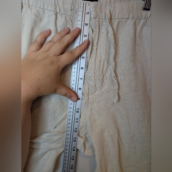 H&M Cream Relaxed Fit Women's XL 100% Linen Straight Leg Pant - Picture 12 of 14